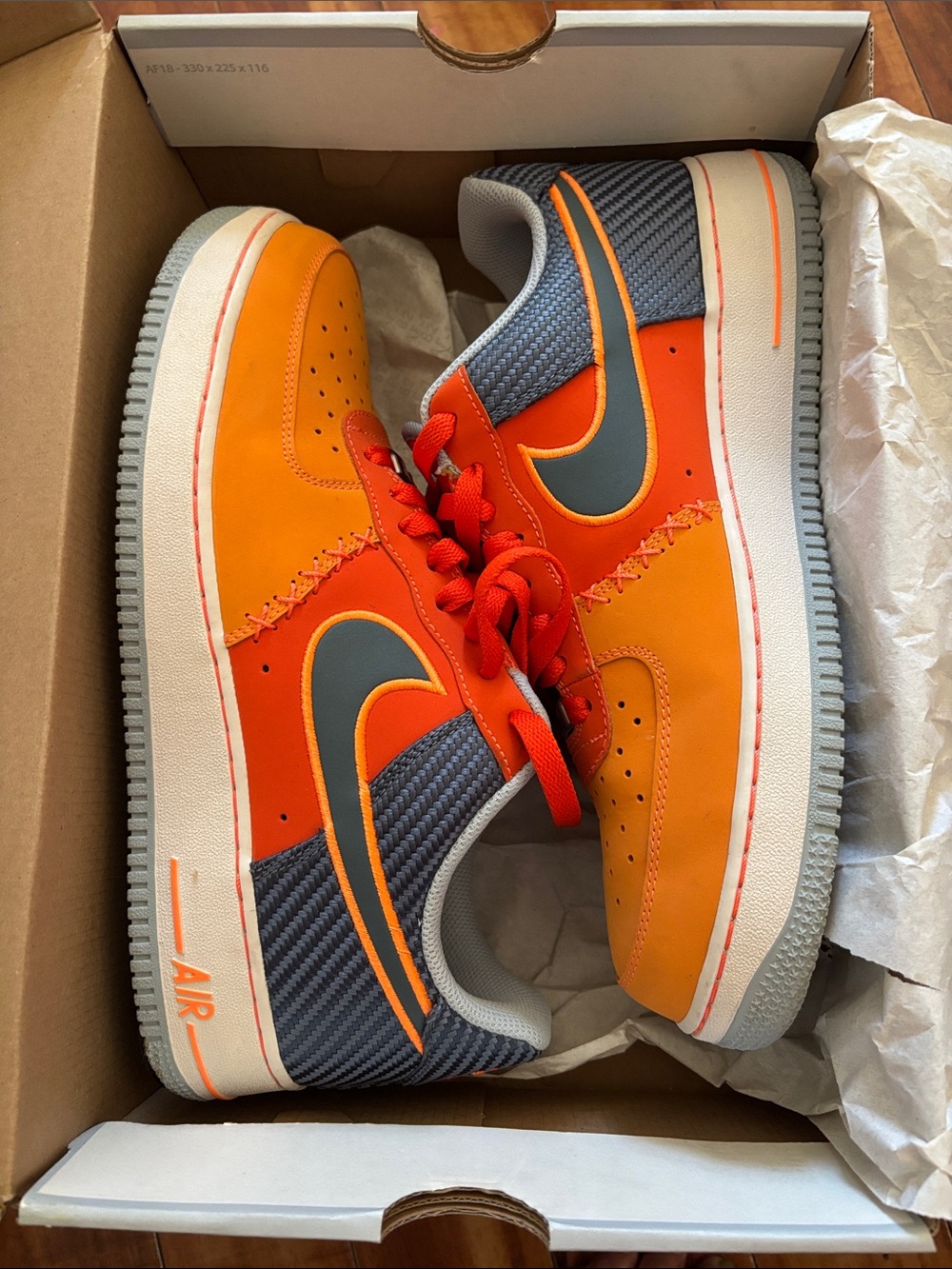 Nike Low-Top Sneakers — Orange, Gray & Red Accents